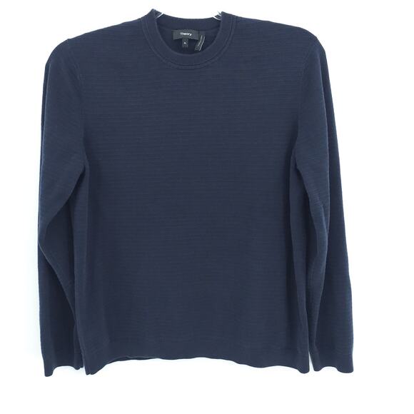 Theory Sweater Mens Extra Large Navy Stone‎ Crew Breach Preppy Casual Office - Picture 1 of 10